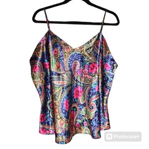 Vintage Solange Silky Paisley Floral Cami Size 18/20
